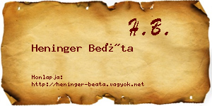 Heninger Beáta névjegykártya